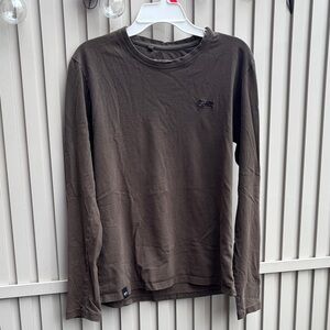 Diesel 100% Cotton Men's Dark Brown Embroidered Long Sleeve Tee